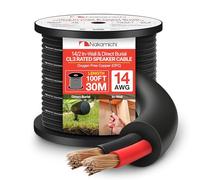 Nakamichi 14/2 (100-Foot) In-Wall & Direct Burial (UL CL2 CL3 Rated) 99.9% Oxygen-Free Copper (OFC) 2-Conductor Speaker Cable Wire, Outdoor In Ground, In Ceiling, Black (14AWG / 100ft / 30.48m)