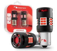 Nakamichi 7507 BAU15S PY21W Car LED Bulb Bright 30-SMD 3020 Chip with Canbus Error-Free 12,000 RPM Fan for Brake Turn Signal Indicator Reverse Parking Tail Light (Monza Red, 30 LEDs, Pack of 2)