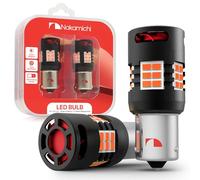 Nakamichi 7507 BAU15S PY21W Car LED Bulb Bright 30-SMD 3020 Chip with Canbus Error-Free 12,000 RPM Fan for Brake Turn Signal Indicator Reverse Parking Tail Light (Giallo Amber, 30 LEDs, Pack of 2)