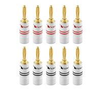 Nakamichi Excel Series 24K Gold Plated Banana Plug 12-18 AWG Gauge Size 4mm for Speakers Amplifier Hi-Fi AV Receiver Stereo Home Theatre Audio Wire Cable Screw Connector (10 Pcs (5-Pairs))