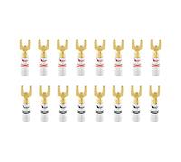 Nakamichi Excel Series 24k Gold Plated Banana Plug 12 AWG - 18 AWG Gauge Size 4mm for Speakers Amplifier Hi-Fi AV Stereo Home Theatre Audio Wire Cable Screw Connector 16 Pcs (8-Pairs), Spade Connector