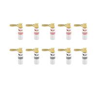 Nakamichi Excel Series 24k Gold Plated Banana Plug 12 AWG - 18 AWG Gauge Size 4mm Speakers Amplifier Hi-Fi AV Stereo Home Theatre Audio Wire Cable Screw Connector 10 Pcs (5-Pairs), Right Angle Plug