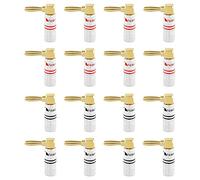 Nakamichi Excel Series 24k Gold Plated Banana Plug 12 AWG - 18 AWG Gauge Size 4mm Speakers Amplifier Hi-Fi AV Stereo Home Theatre Audio Wire Cable Screw Connector 16 Pcs (8-Pairs), Right Angle Plug
