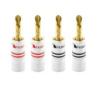 Nakamichi Excel Series 24k Gold Plated Banana Plug 12 AWG - 18 AWG Gauge Size 4mm Speakers Amplifier Hi-Fi AV Stereo Home Theatre Audio Wire Cable Screw Connector 4 Pcs (2-Pairs), BFA Banana Plug