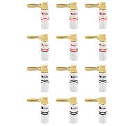 Nakamichi Excel Series 24k Gold Plated Banana Plug 12 AWG - 18 AWG Gauge Size 4mm Speakers Amplifier Hi-Fi AV Stereo Home Theatre Audio Wire Cable Screw Connector 12 Pcs (6-Pairs), Right Angle Plug