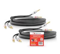 Nakamichi Excel Series 24k Gold Plated Banana Plug with (3 Feet) Speaker Cable Wire 99.9% Oxygen-Free Copper (OFC) Heavy Duty Braided In-Wall CL2 Rated - Black (12AWG / 3ft / 0.9m) 2-Pack