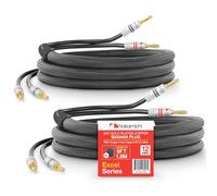 Nakamichi Excel Series 24k Gold Plated Banana Plug with (6 Feet) Speaker Cable Wire 99.9% Oxygen-Free Copper (OFC) Heavy Duty Braided In-Wall CL2 Rated - Black (12AWG / 6ft / 1.8m) 2-Pack