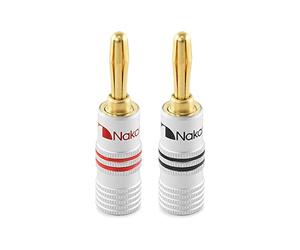 Nakamichi Excel Series 24k Gold Plated Banana Plugs 12 AWG - 18 AWG Gauge Size 4mm for Speakers Amplifier Hi-Fi AV Receiver Stereo Home Theatre Audio Wire Cable Screws Connector 2 Pcs (1-Pair)