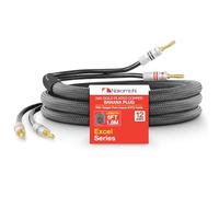 Nakamichi Excel Series 24k Gold Plated Banana Plugs With Speaker Cable Wire 99.9% Oxygen-Free Copper (OFC) Heavy Duty Braided for Amplifier Hi-Fi Home Theatre - Black (12 AWG / 6 feet / 1.8m)