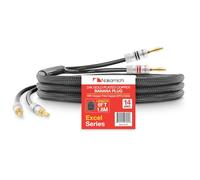 Nakamichi Excel Series 24k Gold Plated Banana Plugs With Speaker Cable Wire 99.9% Oxygen-Free Copper (OFC) Heavy Duty Braided for Amplifier Hi-Fi Home Theatre - Black (14AWG / 6 feet / 1.8m)