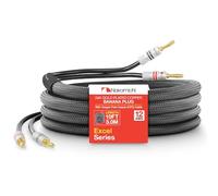 Nakamichi Excel Series 24k Gold Plated Banana Plugs With Speaker Cable Wire 99.9% Oxygen-Free Copper (OFC) Heavy Duty Braided for Amplifier Hi-Fi Home Theatre - Black (12 AWG / 10 feet / 3.0m)