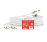 Nakamichi Excel Series 24k Gold Plated Banana Plugs With Speaker Cable Wire 99.9% Oxygen-Free Copper (OFC) Heavy Duty Braided for Amplifier Hi-Fi Home Theatre - White (14AWG / 10 feet / 3.0m)
