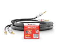 Nakamichi Excel Series 24k Gold Plated Banana Plugs With Speaker Cable Wire 99.9% Oxygen-Free Copper (OFC) Heavy Duty Braided for Amplifier Hi-Fi Home Theatre - Black (12 AWG / 3 feet / 0.9m)