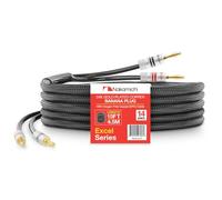 Nakamichi Excel Series 24k Gold Plated Banana Plugs With Speaker Cable Wire 99.9% Oxygen-Free Copper (OFC) Heavy Duty Braided for Amplifier Hi-Fi Home Theatre - Black (14AWG / 15 feet / 4.5m)
