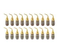 Nakamichi FanLock Excel Series 24k Gold Plated 2mm Pin Plug Banana 10 AWG - 18 AWG Gauge Size 4mm for Spring Clip Speakers Amplifier Hi-Fi Home Theatre Wire Cable Quick Connector, 20 Pcs (10-Pairs)