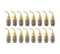 Nakamichi FanLock Excel Series 24k Gold Plated 2mm Pin Plug Banana 10 AWG - 18 AWG Gauge Size 4mm for Spring Clip Speakers Amplifier Hi-Fi Home Theatre Wire Cable Quick Connector, 16 Pcs (8-Pairs)