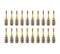 Nakamichi FanLock Excel Series 24k Gold Plated BFA Banana Plug 10 AWG - 18 AWG Gauge Size 4mm for Speakers Amplifier Hi-Fi Stereo Home Theatre Radio Audio Wire Cable Quick Connector, 20 Pcs (10-Pairs)