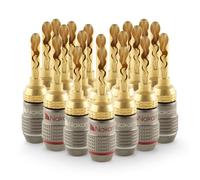 Nakamichi FanLock Excel Series 24k Gold Plated BFA Banana Plugs 10 AWG - 18 AWG Gauge Size 4mm for Speakers Amplifier Hi-Fi Stereo Home Theatre Radio Audio Wire Cable Quick Connector 20 Pcs (10-Pairs)