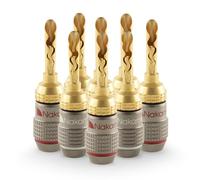 Nakamichi FanLock Excel Series 24k Gold Plated BFA Banana Plugs 10 AWG - 18 AWG Gauge Size 4mm for Speakers Amplifier Hi-Fi Stereo Home Theatre Radio Audio Wire Cable Quick Connector, 8 Pcs (4-Pairs)