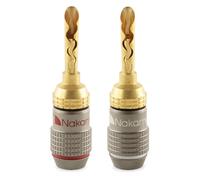 Nakamichi FanLock Excel Series 24k Gold Plated BFA Banana Plug 10 AWG - 18 AWG Gauge Size 4mm for Speakers Amplifier Hi-Fi Stereo Home Theatre Radio Audio Wire Cable Quick Connector, 2 Pcs (1-Pair)