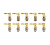 Nakamichi FanLock Excel Series 24k Gold Plated Right-Angle 90 Degree Banana Plug 10 AWG - 18 AWG Gauge Size 4mm for Speakers Amplifier Hi-Fi Home Theatre Wire Cable Quick Connector, 10 Pcs (5-Pairs)