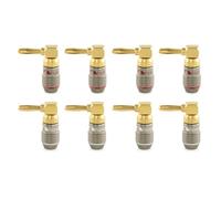 Nakamichi FanLock Excel Series 24k Gold Plated Right-Angle 90 Degree Banana Plugs 10 AWG - 18 AWG Gauge Size 4mm for Speakers Amplifier Hi-Fi Home Theatre Wire Cable Quick Connector, 8 Pcs (4-Pairs)