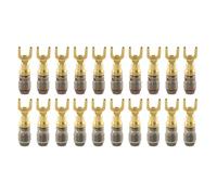 Nakamichi FanLock Excel Series 24k Gold Plated Spade Connector Banana Plug 10 AWG - 18 AWG Gauge Size 4mm for Speakers Amplifier Hi-Fi Home Theatre Wire Cable Quick Connector, 20 Pcs (10-Pairs)