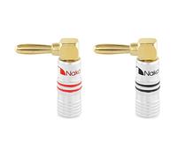 Nakamichi GrubLock 24k Gold Plated Right Angle Banana Plugs, 10-18 AWG | Excel Series, Gauge Size 4mm for Speakers Amplifier Stereo Home Theatre Hi-Fi Wire Cable, Screws Connector, 2 Pcs (1-Pair)