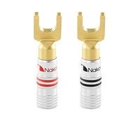 Nakamichi GrubLock 24k Gold Plated Spade Y Banana Plugs Audio, 10-18 AWG | Excel Series, Gauge Size 4mm for Speakers Amplifier Stereo Home Theatre Hi-Fi Wire Cable, Screw Connector, 2 Pcs (1-Pair)