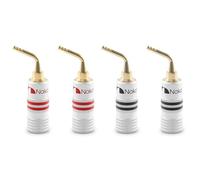 Nakamichi GrubLock Excel Series 24K Gold Plated 2mm Pin Plugs Banana 10 AWG - 18 AWG Gauge Size 4mm for Spring Clip Speakers Amplifier Hi-Fi Home Theatre Wire Cable Screw Connector, 4 Pcs (2-Pairs)