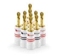 Nakamichi GrubLock Excel Series 24k Gold Plated BFA Banana Plugs, 10-18 AWG | Gauge Size 4mm for Speakers Amplifier Stereo Home Theatre Audio Receiver Radio Wire Cable Screw Connector, 10 Pcs (5-Pairs)