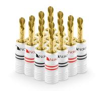 Nakamichi GrubLock Excel Series 24k Gold Plated BFA Banana Plugs, 10-18 AWG | Gauge Size 4mm for Speakers Amplifier Stereo Home Theatre Audio Receiver Radio Wire Cable Screw Connector, 16 Pcs (8-Pairs)