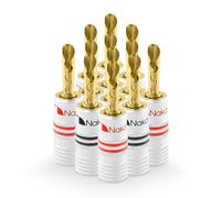 Nakamichi GrubLock Excel Series 24k Gold Plated BFA Banana Plugs, 10-18 AWG | Gauge Size 4mm for Speakers Amplifier Stereo Home Theatre Audio Receiver Radio Wire Cable Screw Connector, 12 Pcs (6-Pairs)