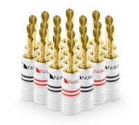 Nakamichi GrubLock Excel Series 24k Gold Plated BFA Banana Plugs, 10-18 AWG | Gauge Size 4mm for Speakers Amplifier Stereo Home Theatre Audio Receiver Radio Wire Cable Screw Connector, 20 Pcs (10-Pairs)