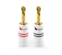 Nakamichi GrubLock Excel Series 24k Gold Plated BFA Banana Plugs, 10-18 AWG | Gauge Size 4mm for Speakers Amplifier Stereo Home Theatre Audio Receiver Radio Wire Cable Screw Connector, 2 Pcs (1-Pair)