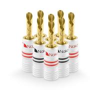 Nakamichi GrubLock Excel Series 24k Gold Plated BFA Banana Plugs, 10-18 AWG | Gauge Size 4mm for Speakers Amplifier Stereo Home Theatre Audio Receiver Radio Wire Cable Screw Connector, 8 Pcs (4-Pairs)