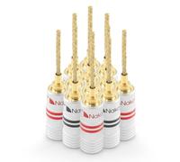 Nakamichi GrubLock Excel Series 24k Gold Plated Flex 2mm Pin Banana Plugs 10 AWG - 18 AWG Gauge Size for Spring Clip Terminal Speakers Amplifier Hi-Fi Wire Cable, Screws Connector, 12 Pcs (6 Pairs)