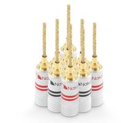 Nakamichi GrubLock Excel Series 24k Gold Plated Flex 2mm Pin Banana Plugs 10 AWG - 18 AWG Gauge Size for Spring Clip Terminal Speakers Amplifier Hi-Fi Wire Cable, Screws Connector, 10 Pcs (5 Pairs)