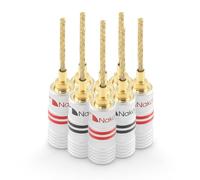 Nakamichi GrubLock Excel Series 24k Gold Plated Flex 2mm Pin Banana Plugs 10 AWG - 18 AWG Gauge Size for Spring Clip Terminal Speakers Amplifier Hi-Fi Wire Cable, Screws Connector, 8 Pcs (4 Pairs)