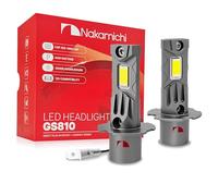 Nakamichi GS810 Series H3 LED Headlight Foglight Light Bulbs for Replacement, 12,000 Lumens 44W Per Set, Daylight White, Plug and Play, 1:1 Beam, Pack of 2, 6000K, H3