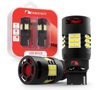 Nakamichi T20 7440 7441 7444 (W21W) Car LED Bulb 30-SMD 3020 Chip with Canbus Error-Free 12,000 RPM Fan for Brake Turn Signal Indicator Reverse Backup Tail Light (Xenon White, 30 LEDs, Pack of 2)