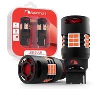 Nakamichi T20 7440 7441 7444 (W21W) Car LED Bulb 30-SMD 3020 Chip with Canbus Error-Free 12,000 RPM Fan for Brake Turn Signal Indicator Reverse Backup Tail Light (Giallo Amber, 30 LEDs, Pack of 2)