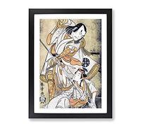 Nakamura Nakazo With A Sword By Katsukawa Shunsho Asian Japanese Framed Wall Art Print, Ready to Hang Picture for Living Room Bedroom Home Office Décor, Black A2 (64 x 46 cm)