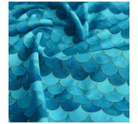 NAKAN 100% Cotton Fabric Gradient Japanese Fish Scale Print Mermaid Scales Geometric Decorative Fabric for Sewing DIY Crafts, Clothing, 130cm 51'' Wide(Size:1m,Color:teal)