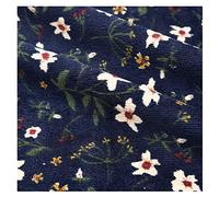 NAKAN Polyester Corduroy Fabric By The Meter 150cm 59'' Wide Small Floral Print Cute Dress Fabric for Children And Adult, Sewing DIY Crafts(Color:Navy blue,Size:2m)
