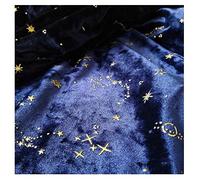 NAKAN Stretch Velvet Fabric 155x100cm 60''x39'' Soft Star Moon Pattern Velour Fabric for DIY Crafts, Apparel Costume, Decoration, Photo Backdrop(Color:blue,Size:2m)