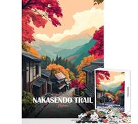Nakasendo Trail Japan Autumn Landscape 1000 Piece Jigsaws for Adults Puzzle Stimulate Active Brain And Mind Gentle Relaxing Fun Activity (50x75cm)
