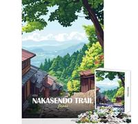 Nakasendo Trail Japan Landscape Art Hard Jigsaw Puzzle for Adults 1000 Pieces Improve Attention Span And Focus Peaceful Relaxing Leisure Fun (38x26cm)