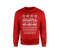 Nakatomi Christmas Jumper Sweatshirt - Novelty Machine Gun Ho Ho Ho Festive Merry Xmas Eve Work Party 1988 Action Thriller Detective Film Gifts Presents (Small, Red Prime)