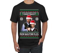 Nakatomi Plaza Christmas Party 1988 Classic McClane Die Hard Ugly Christmas Men's Graphic T-Shirt, Black-nakatomi, XXL